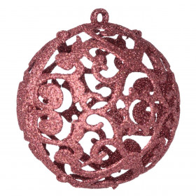 Σετ Χριστουγεννιάτικες Μπάλες Rose Gold Διάτρητες Glitter 8 cm - 6 τμχ.