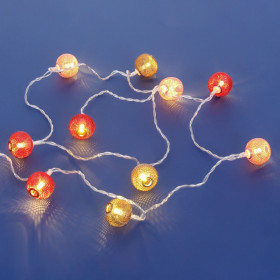 10 Λαμπάκια LED Μπάλες Kόκκινες Σαμπανί Καφέ 1.65 m - Λευκό Θερμό