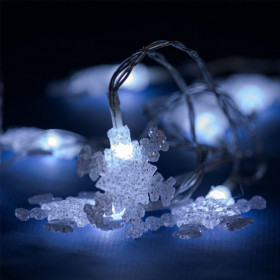 10 Χριστουγεννιάτικα Διακοσμητικά Λαμπάκια LED Νιφάδες Ακρυλικές Μπαταρίας 1.65 m - Ψυχρό Λευκό