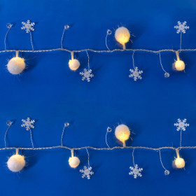 20 Λαμπάκια Μπαταρίας Πον Πον Διαμάντια Χιονονιφάδες 2.3 m - Λευκό Θερμό