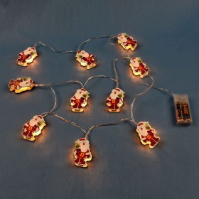 10 Χριστουγεννιάτικα Διακοσμητικά Λαμπάκια Μπαταρίας LED Άγιος Βασίλης 1.65m - Θερμό Λευκό