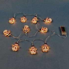 10 Χριστουγεννιάτικα Διακοσμητικά Λαμπάκια Μπαταρίας LED Χιονάνθρωπος 1.65m - Θερμό Λευκό