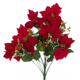 Χριστουγεννιάτικη Ανθοδέσμη Αλεξανδρινά Κόκκινα 18 Άνθη 57 εκ.