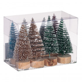 Χριστουγεννιάτικα Διακοσμητικά Δεντράκια Χρωματιστά Glitter Χιονισμένα 10 cm - 8 τμχ.