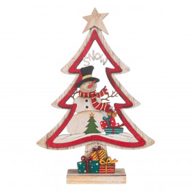 Χριστουγεννιάτικο Διακοσμητικό Ξύλινο Έλατο Χιονάνθρωπος 24 cm Χριστουγεννιάτικο Διακοσμητικό Ξύλινο Έλατο Χιονάνθρωπος 24 cm