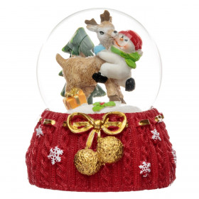 Χριστουγεννιάτικη Διακοσμητική Χιονόμπαλα Ταρανδάκι Χιονάνθρωπος 9cm