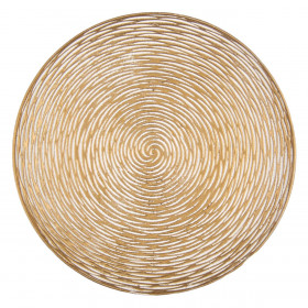 Πιατέλα Διακοσμητική Ξύλινη Στρογγυλή Χρυσοί Κύκλοι 29x4cm