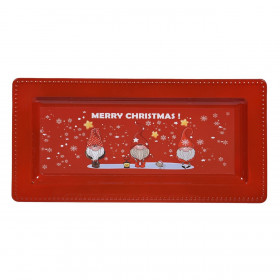 Χριστουγεννιάτικος Διακοσμητικός Δίσκος Πλαστικός Κόκκινος Άγιος Βασίλης Gnome 35.5x18x1.5cm