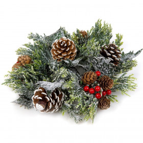 Χριστουγεννιάτικο Διακοσμητικό Δαχτυλίδι Κεριού Κουκουνάρια Κλαδιά 25cm