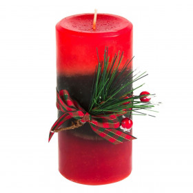 Κερί Κολώνα Χριστουγεννιάτικο Κόκκινο Πράσινο Πεύκο 7x15cm