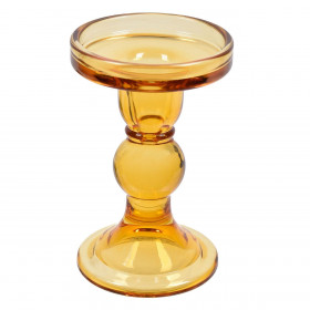 Κηροπήγιο Διακοσμητικό Γυάλινο &quotAmber&quot Διπλής Χρήσης 8.5x13.5cm