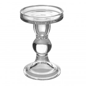 Κηροπήγιο Διακοσμητικό Γυάλινο Διάφανο Διπλής Χρήσης 8.5x13.5cm