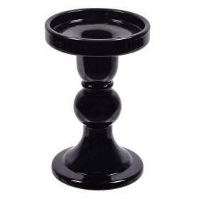Κηροπήγιο Διακοσμητικό Γυάλινο Μαύρο Διπλής Χρήσης 8.5x13.5cm