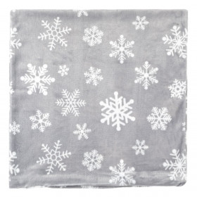 Θήκη Μαξιλαριού Χριστουγεννιάτικης Διακόσμησης Βελουτέ Γκρι Λευκές Νιφάδες 45x45cm