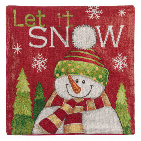 Θήκη Μαξιλαριού Χριστουγεννιάτικης Διακόσμησης Κόκκινη Χιονάνθρωπος &quotLet It Snow&quot 40x40cm