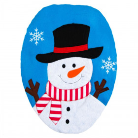 Χριστουγεννιάτικο Κάλυμμα Τουαλέτας Χιονάνθρωπος Σιέλ 42x36cm