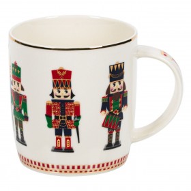 Χριστουγεννιάτικη Κούπα New Bone Λευκή Καρυοθραύστες Χρυσό Χείλος 325ml