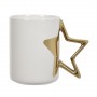 Χριστουγεννιάτικη Κούπα New Bone Λευκή με Χρυσό Χερούλι Σχήμα Αστέρι 415ml