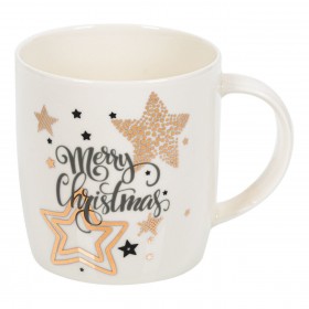 Χριστουγεννιάτικη Κούπα New Bone Λευκή Χρυσό Foil Merry Christmas 325ml