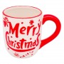 Χριστουγεννιάτικη Κούπα Κεραμική Λευκή Ανάγλυφο Μήνυμα &quotMerry Christmas&quot 440ml