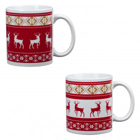 Σετ Χριστουγεννιάτικες Κούπες Κεραμικές Ίσιες Ζακάρ Τάρανδοι 320ml - 2 τμχ.