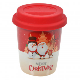 Χριστουγεννιάτικο Ποτήρι New Bone Άγιος Βασίλης Χιονάνθρωπος Καπάκι Σιλικόνης 295ml