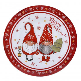 Χριστουγεννιάτικο Πιάτο Φαγητού Γυάλινο 'Αγιος Βασίλης Gnome "Merry Christmas" 26.5cm Χριστουγεννιάτικο Πιάτο Φαγητού Γυάλινο 'Αγιος Βασίλης Gnome "Merry Christmas" 26.5cm