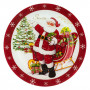 Χριστουγεννιάτικο Πιάτο Φαγητού Γυάλινο Άγιος Βασίλης Έλκηθρο 26.5cm