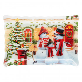 Χριστουγεννιάτικη Πιατέλα Γυάλινη Χιονάνθρωποι Δέντρα 31x21cm