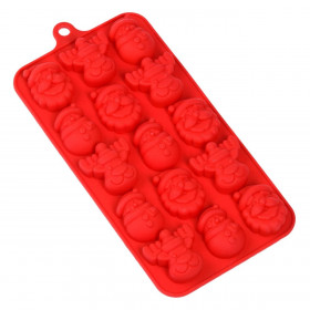 Χριστουγεννιάτικη Φόρμα Ζαχαροπλαστικής Σιλικόνη Κόκκινη 15 Θέσεων 20x10.5x1.5 cm