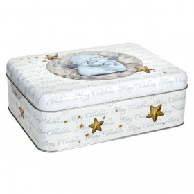 Χριστουγεννιάτικο Μεταλλικό Κουτί Λευκό Άγγελος 20x15x7cm