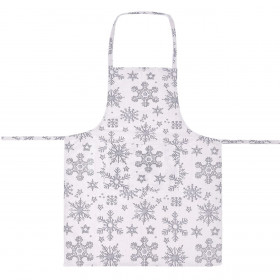 Χριστουγεννιάτικη Ποδιά Κουζίνας Εκρού Γκρι Χιονονιφάδες Ασημί Lurex 77x57cm