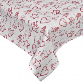 Χριστουγεννιάτικο Δικαοσμητικό Τραπεζομάντηλο Καρέ Εκρού Φιγούρες 120x120cm