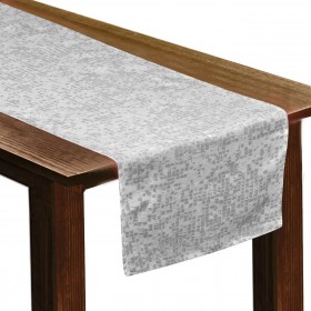 Χριστουγεννιάτικο Διακοσμητικό Runner Ασημί Σχέδια 150x35cm