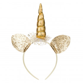 Στέκα Μαλλιών Μονόκερος Χρυσό Glitter