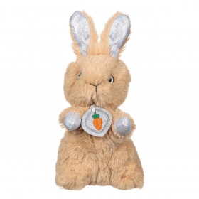 Λούτρινo Ζωάκι Λαγός Καφέ Λευκός Glitter Ολογραφικό 21cm