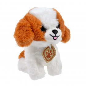 Λούτρινο Σκυλάκι Καθιστό Καφέ Λευκό 15cm