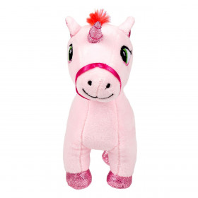 Λούτρινος Μονόκερος Ροζ Πολύχρωμη Χαίτη &amp Ουρά 18 cm