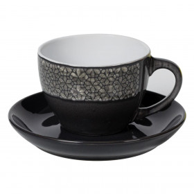 Σετ Φλιτζάνι με Πιατάκι Κεραμικό Ανθρακί Σχέδιο Λουλούδια 210 ml Σετ Φλιτζάνι με Πιατάκι Κεραμικό Ανθρακί Σχέδιο Λουλούδια 210 ml
