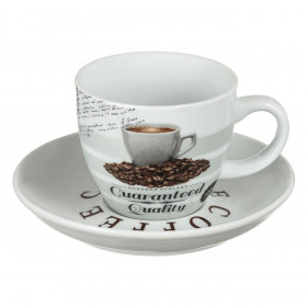 Σετ Φλιτζάνι με Πιατάκι Πορσελάνη Λευκό Σχέδιο Κόκκοι Καφέ 180 ml Σετ Φλιτζάνι με Πιατάκι Πορσελάνη Λευκό Σχέδιο Κόκκοι Καφέ 180 ml