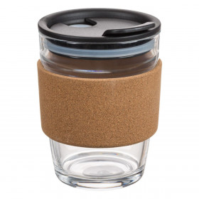 Ποτήρι Γυάλινο με Φελλό &amp Πλαστικό Καπάκι 300 ml 