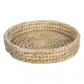 Δίσκος Ψάθινος Στρογγυλός Φυσικό Χρώμα 26x6 cm