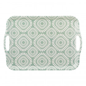 Δίσκος Σερβιρίσματος Μέντα Λευκά Σχέδια με Χερούλια 41x28 cm