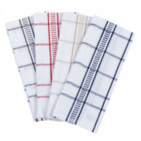 Ποτηρόπανα Κουζίνας Βαμβακερά Λευκά Χρωματιστό Καρό 58x39 cm - 4 τμχ.