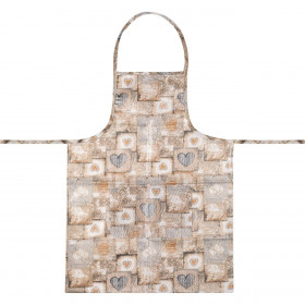 Ποδιά Κουζίνας Γκρι Τύπωμα Καρδιές Αδιάβροχη Επίστρωση 55x75 cm