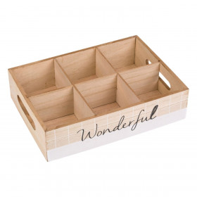 Κουτί Αποθήκευσης Ξύλινο Φυσικό Χρώμα 6 Θέσεων 26.5x18.5x6.5 cm