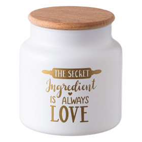 Βάζο Γυάλινο Λευκό Ματ Χρυσό Μήνυμα Ξύλινο Καπάκι 635ml