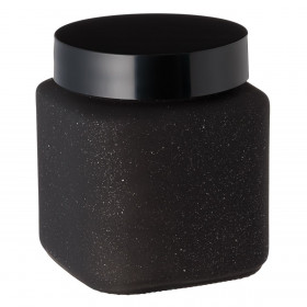Βαζάκι Αποθήκευσης Γυάλινο Μαύρο Ματ Marble Πλαστικό Καπάκι - 1 lt