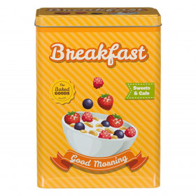 Κουτί Αποθήκευσης Μεταλλικό Κίτρινο Breakfast με Καπάκι 17.5x9.5x24.5 cm