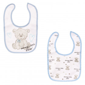 Σαλιάρες Βαμβακερές Λευκές με Σιέλ Ρέλι Σχέδιο Αρκουδάκια - 2 τμχ.